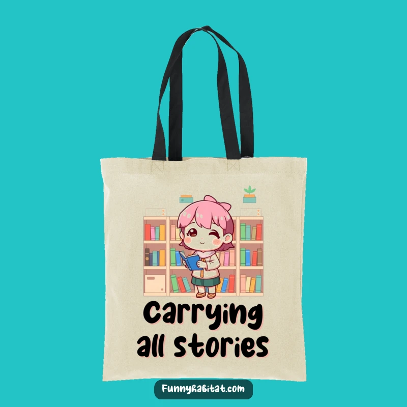 Funny Organizer Tote Bag: Tiny Bookshelf Canvas Bag - Perfect Funny Gift